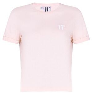 11 Degrees Womens/Ladies Logo Crop T-Shirt / Chalk Pink